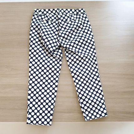 J.Crew Polka Dot Cropped Pants City Fit Size 4 Navy Blue White Cotton Blend