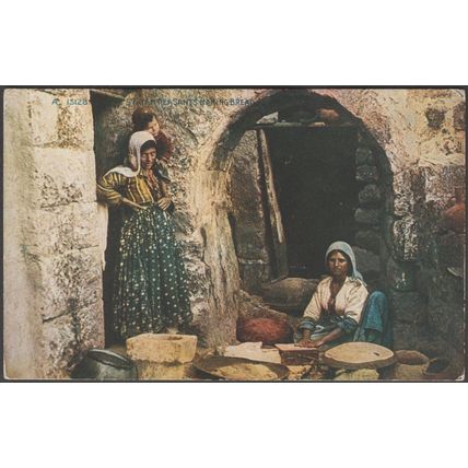Syrian Peasants Making Bread, c.1910s - Photochrom Postcard