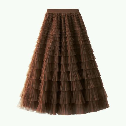 Mesh Cake Skirt Spring/Autumn Women's New Skirt Mesh Skirt Pleated Long Skirt