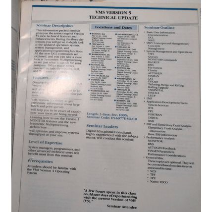 1989 Digital Equipment Corp Seminars Catalog - For Technical & Management
