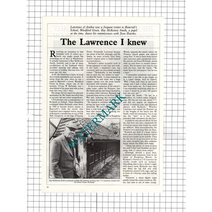 Lawrence Of Arabia Roy McKenzie Smith- 1988 Article