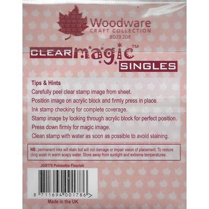 Woodware. Poinsettia Flourish Stamp Set. Stamping Cardmaking Scrapbooking Crafts