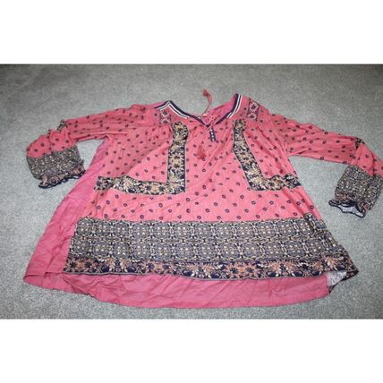 Womens BOHO Blouse Tunic Top Size 1X Pink Vintage America Brand