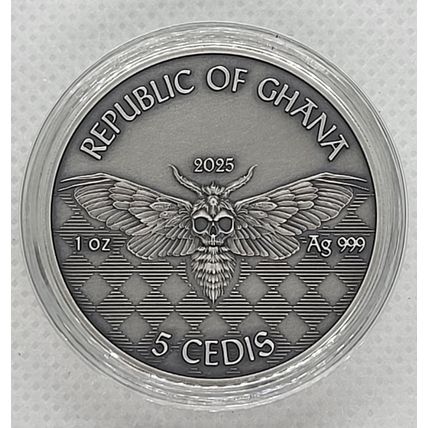 1 Oz Silver Collectible 2025 Ghana Memento Mori Pirate UHR COA Mintage Of 999