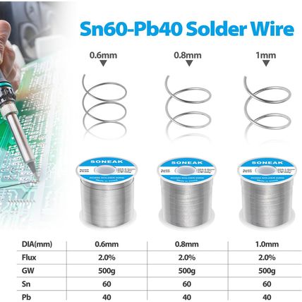 60/40 Tin Lead Solder Wire, Reliable Wire Soldering for Electronics, Plumbing, a