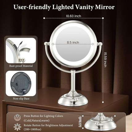 Professional 8.5" Large Lighted Makeup Mirror with Brighter Lights, 1X/10X True