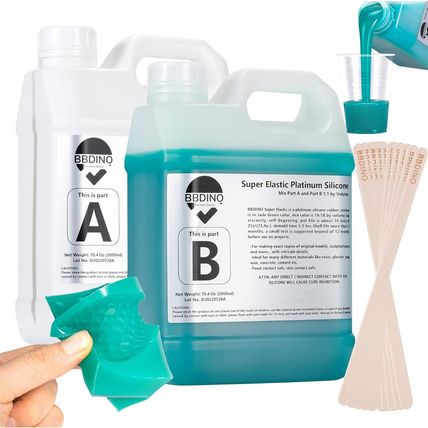 BBDINO Silicone Mold Making Kit, Super Elastic Jade Green Silicone, 1Gallon/140.