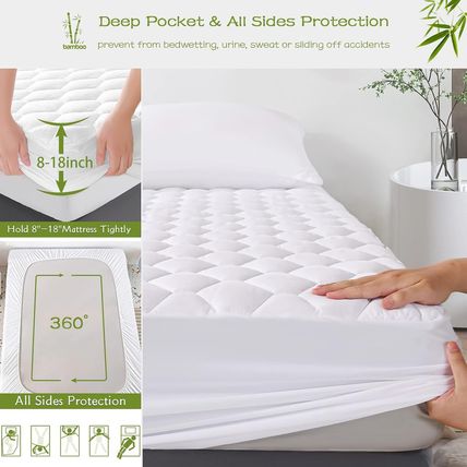 GRT Full Mattress Protector Waterproof, Rayon from Bamboo, Cooling Quilted Fitte