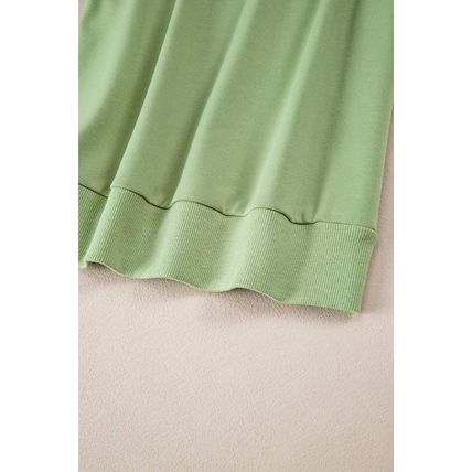 Mist Green Solid Patchwork Sleeve Round Neck Sweatshirt