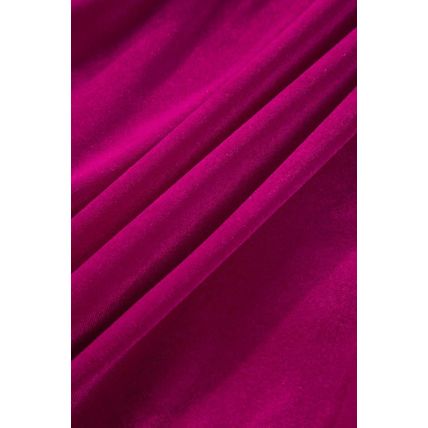 Rose Red Shirred V Neck Tiered Ruffled Velvet Plus Size Maxi Dress
