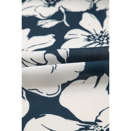 Blue Floral Short Puff Sleeve Summer Shirt