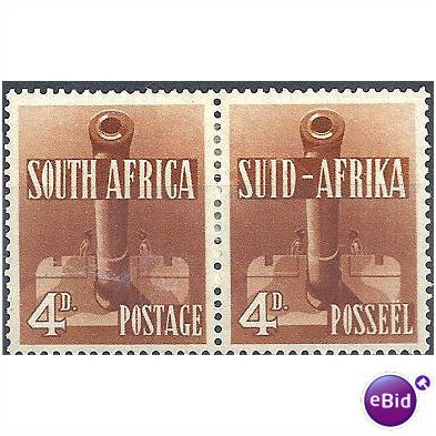 South Africa 1941 SG92 4d Orange-Brown WAR EFFORT Mounted Mint Pair .