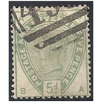 1883 SG193 5d Dull Green Good/Fine Used Check Letters "BA".