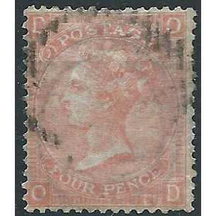 1865 SG93 4d Dull Vermillion PLATE 7 Good+ Used "OD" ..