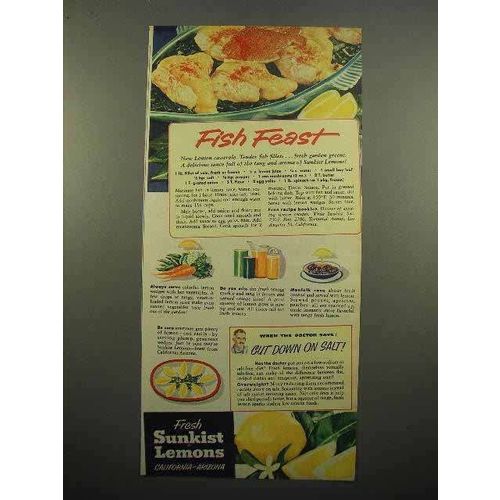 1953 Sunkist Lemons Ad - Fish Feast!