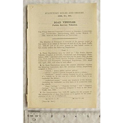1933 Statutory Rules 235 Public Service Vehicles drivers conductors passengers