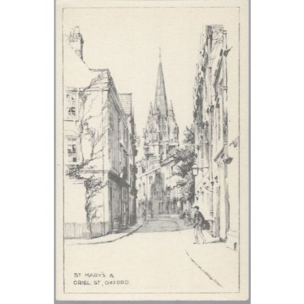Oxford - St. Mary's & Oriel Street - art postcard by Penrose & Palmer c.1920s