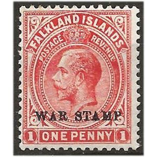 Falkland Islands 1918 SG71 1d Vermilion WAR STAMP Mounted Mint ...