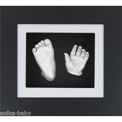 New Unique Girl/Boy 3D Baby Casting Kit Silver Hand Foot Feet Cast Black Frame