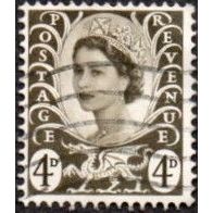 1967-9 Wales Regional Definitives, 4d Value. Sepia. Fine Used