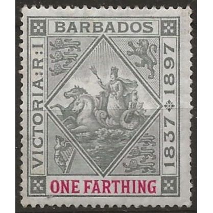 Barbados 1897 SG116 1/4d Grey & Carmine Mounted Mint .