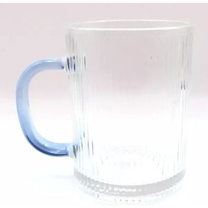 Ridged Glass Mug with Black Handle 10 CM Cold Drinks Only Gift Summer Beverages