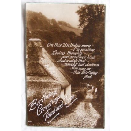 vintage postcard - Birthday Greetings Fond & True