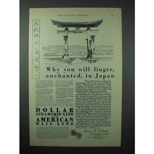 1925 Dollar Steamship, American Mail Line Cruise Ad