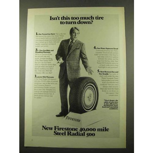 1975 Firestone Steel Radial 500 Tires Ad - Too Much