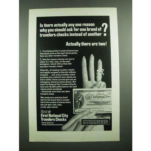 1975 First National City Traveler Checks Ad - Actually Any One Reason