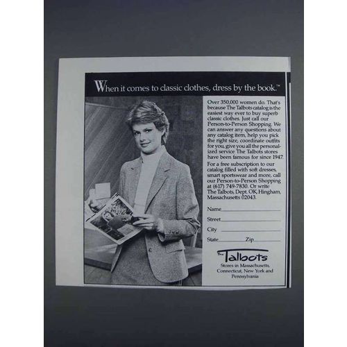 1980 Talbots Fashion Ad - Dress By The Book