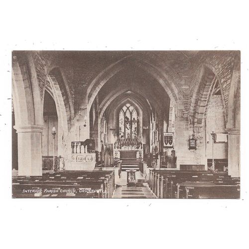 NICE PRINTED POSTCARD INTERIOR OF PARISH CHURCH CRICKHOWELL BRECONSHIRE (1928)