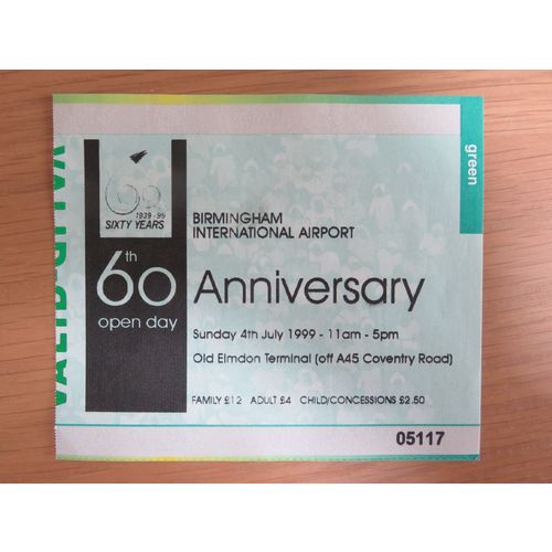 Birmingham International Airport 60th Anniversary Ticket