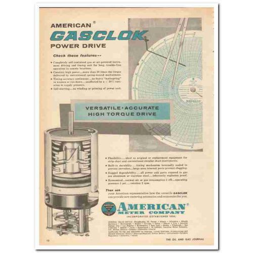 AMERICAN METER COMPANY 1959 Gaslok power drive instrument vintage ad