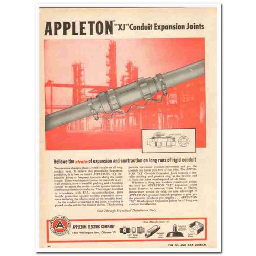 APPLETON ELECTRIC COMPANY 1959 XJ conduit expansion joints vintage ad