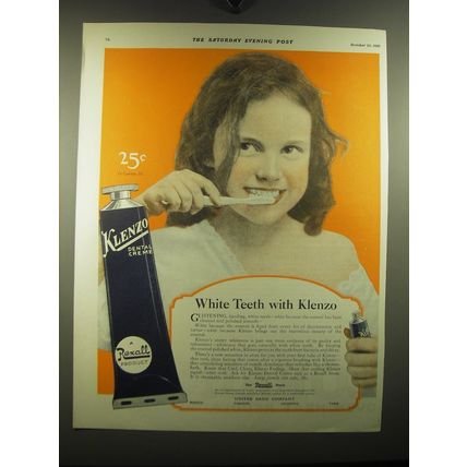 1921 Klenzo Dental Crme Ad - White Teeth with Klenzo