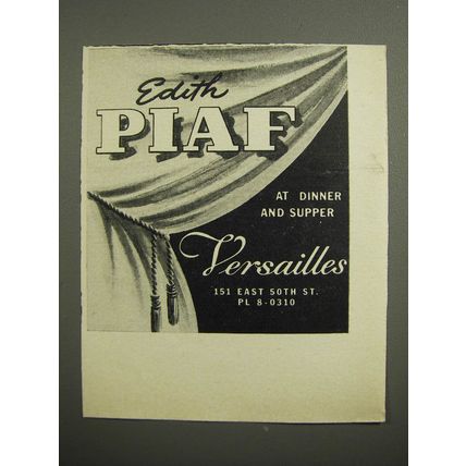 1952 Versailles Club Ad - Edith Piaf