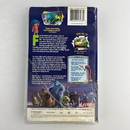 Walt Disney PIXAR Monsters Inc Animation Movie VHS Video Clamshell Case