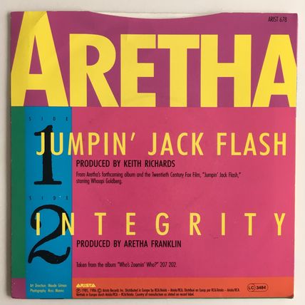 ARETHA FRANKLIN - JUMPIN' JACK FLASH (7" VINYL, 1986)