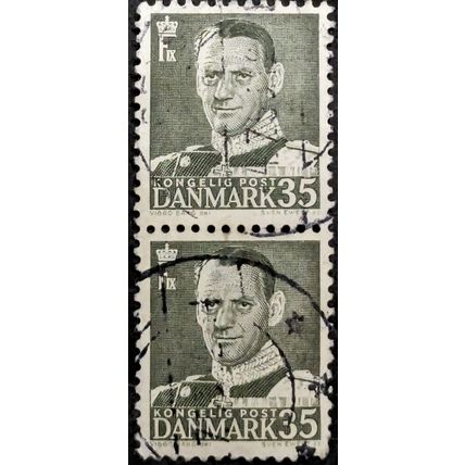 STAMP Denmark SG364 Pair 1951 35ore King Frederick IX Used