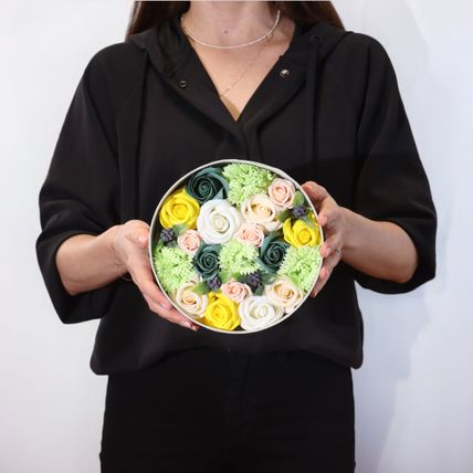 Soap Flowers Gift Box - Spring Celebrations - Yellow & Greens