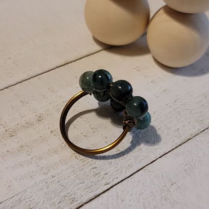 Emerald Copper Wire Wrapped Rings