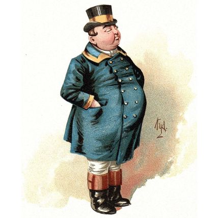 FAT BOY 1889 JOSEPH CLAYTON CLARKE ‘KYD’ Pickwick Papers VICTORIAN CARTOON