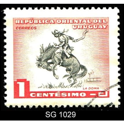 Uruguay 1954 1c Gaucho Breaking-in Horse EFU - SG 1029
