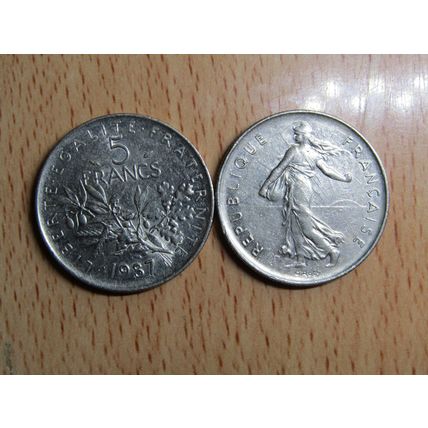 France Republic 1987 5 Francs Coin