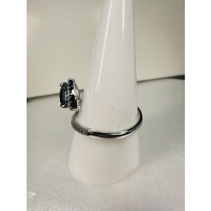 Ring Bomb Party Sz11 RBP Navy Triangle Gem Split Rhodium P Band Jewelry