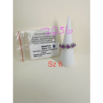 NIB Bomb Party Sz6 BP Ring RG55723 Chasin' You LC Lavender Ice Crystal Rhodium P