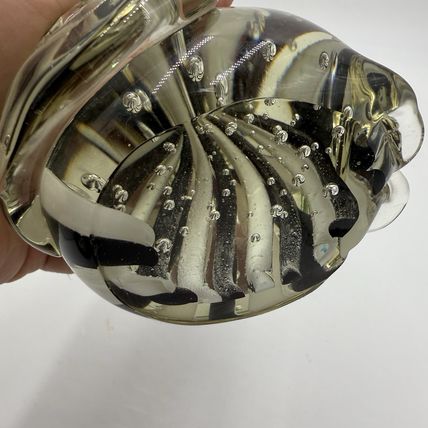 Vintage Art Glass Hand Blown Cat Sculpture Swirling Eyes 6” Murano? Solid