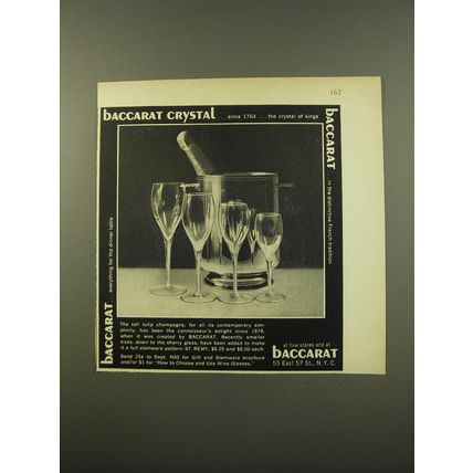 1961 Baccarat Crystal Stemware Advertisement - Since 1764