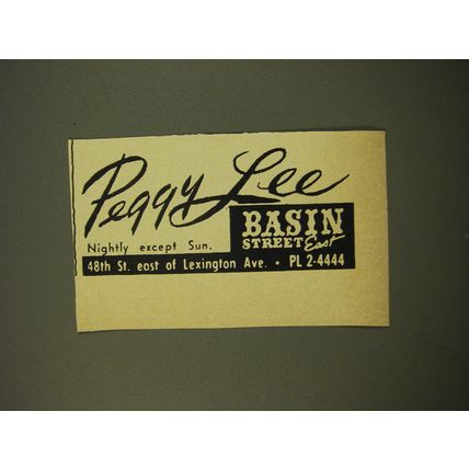 1961 Basin Street East Advertisement - Peggy Lee
